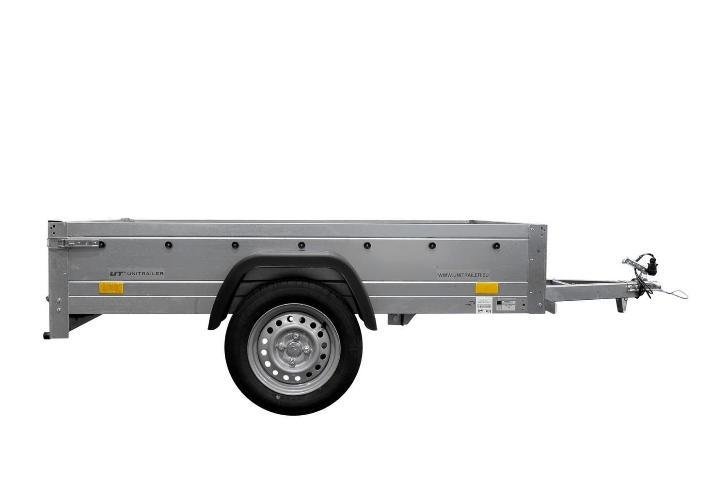 Remorque bagagère garden trailer 200 kipp 200 x 106 cm avec bâche haute bleue, arceau et roue jockey - illustration 3